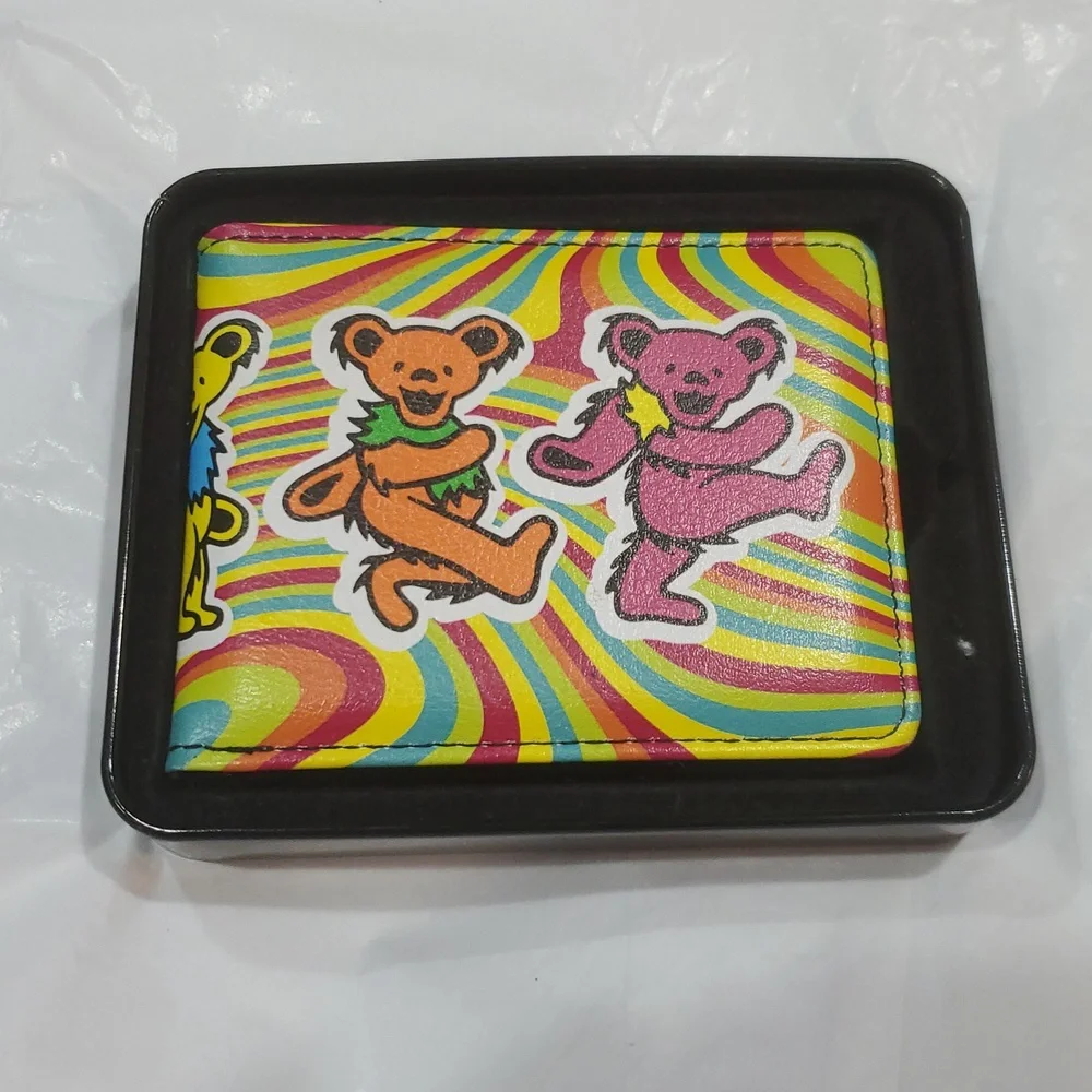Grateful Dead Dancing Bears Psychedelic Rainbow Print Card case‎ bifold Wallet